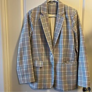 COS Checked Plaid Wool Blend One Button Tailored Blazer size 38
